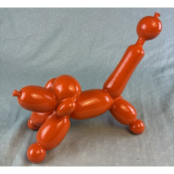 Ceramic Balloon Dog Blue Retro Pop Art Figurine Collectible Jeff Koons Style - Picture 1 of 8